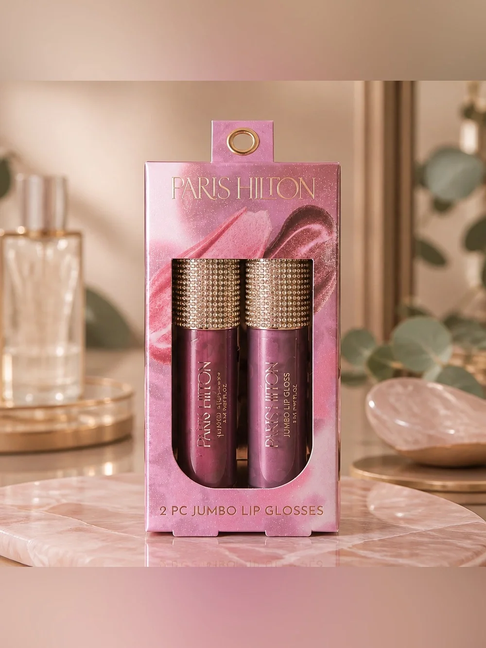 Paris Hilton 2 PC Jumbo Lip Gloss Duo – Deep Plum & Mauve Pink